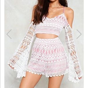 NastyGal Lover UnderCover Crochet Shorts Set
